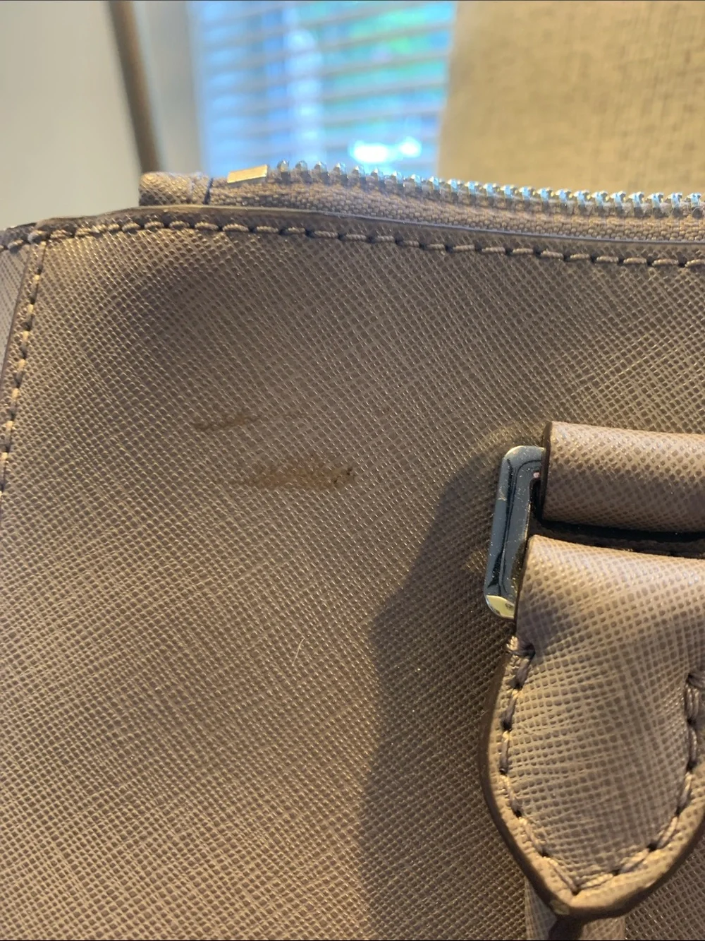 Michael Kors Light Gray Saffiano Leather Bag with Matching Wallet